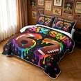 thumbnail image 3 of meiyoeat Graffiti Dripping Football Twin Quilt Set for Boys, Rainbow 67 Number Stars Twin Coverlet Set, 2 Pieces, 1 Comforter and 1 Pillowcase, 3 of 7