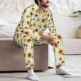 thumbnail image 7 of Fotbe Vintage White Polka Dot Sunflower Pattern Long Sleeve Pajama Set for Men,Sleepwear Set,2-piece Loungewear Set,Soft PJs Comfy Nightwear with Pockets-XX-Large, 7 of 7