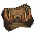 thumbnail image 1 of Ambesonne Gothic Place Mats Set of 4, Secret Passage Medieval, Standard Size, Brown and Red, 1 of 6