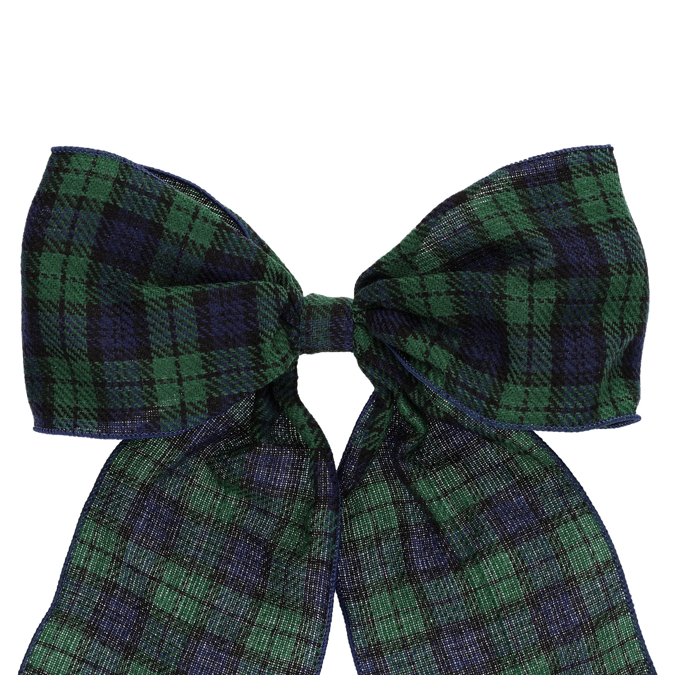 My Texas House Blue and Green Plaid Decorative Christmas Bow, 15"