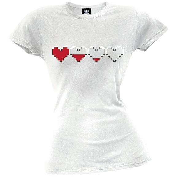 Valentine's Day - 8-Bit Heart Juniors White T-Shirt - X-Large