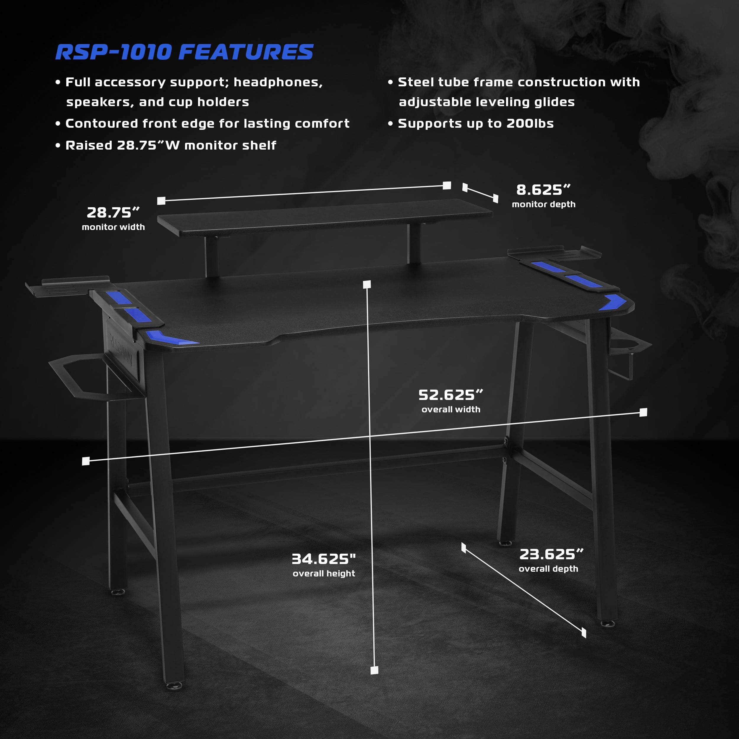 RESPAWN 1010 Gaming Computer Desk in Blue RSP 1010 BLU