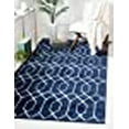thumbnail image 3 of Unique Loom Marilyn Monroe Glam Collection Textured Geometric Trellis Area Rug, 9 x 12 Feet, Navy Blue/Silver, 3 of 10