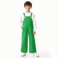 thumbnail image 5 of XIMIN Girls' Wide Leg Overalls - Casual Button Strap Bib Overalls Cute Sleeveless Jumpsuits with Pockets for Kids Teens (Green, 6-7 Years), 5 of 9