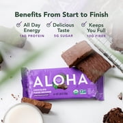 ALOHA Plant Based Protein Bars, Chocolate Fudge Brownie, 14g Protein (Pack of 12)