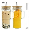 thumbnail image 3 of tredstone 2piece Bubble Tea Glass Cup Wide Mouth Opening And Durable Elegant Glass Cup With Lid And Straw, 3 of 6