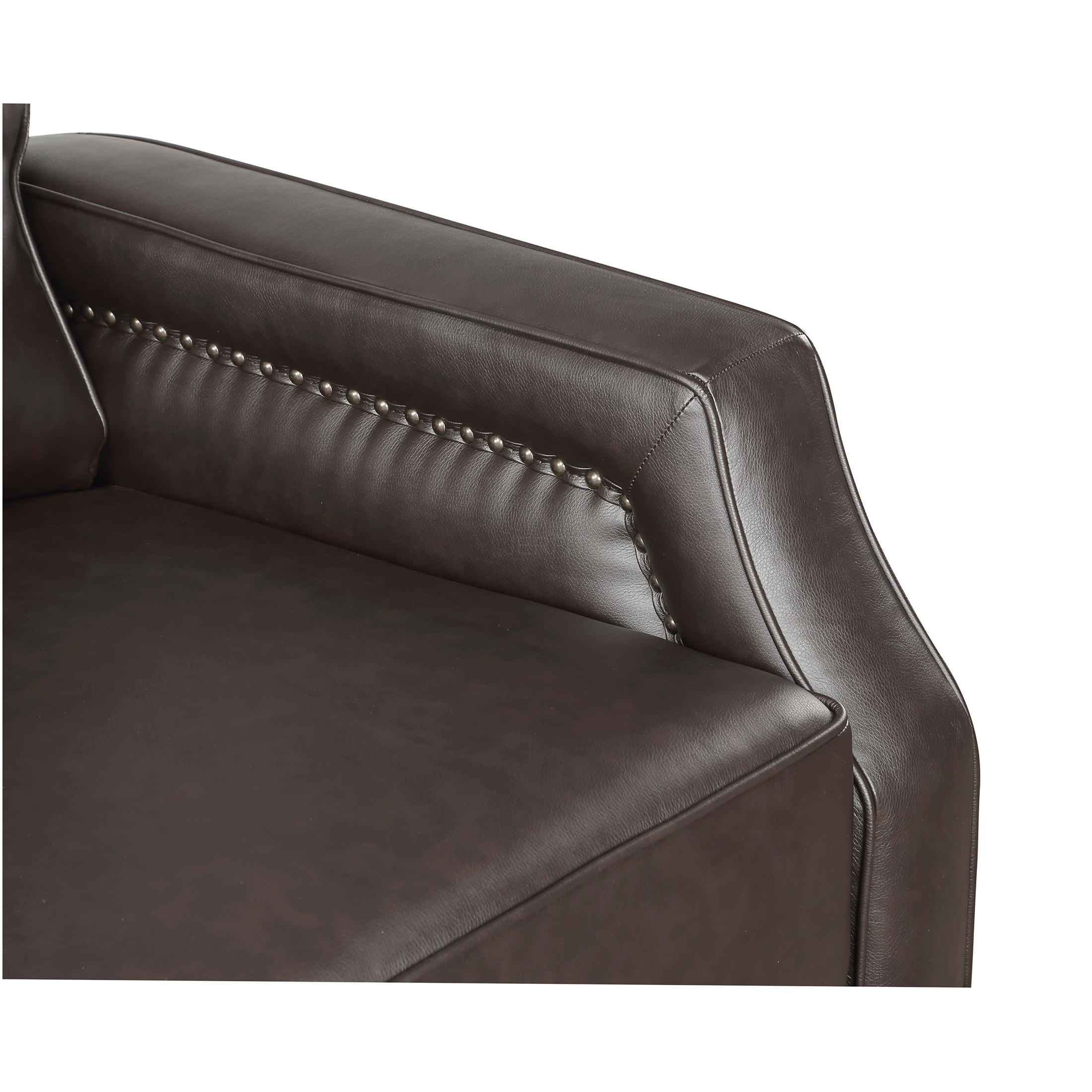 JERFIT Push Back Recliner Chair Dark Brown Faux Leather, Modern Transitional Living Room Furniture with Self-Reclining Motion and Nailhead Trim
