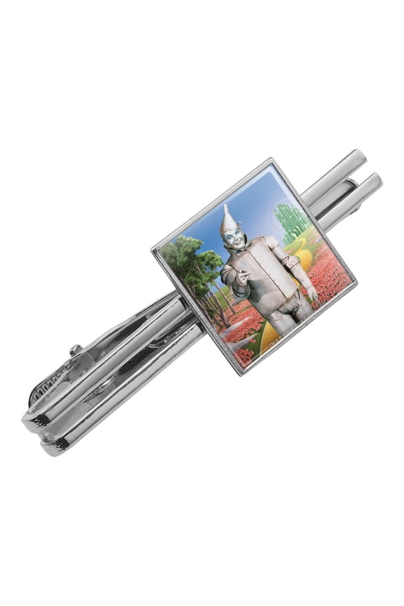 Wizard of Oz Tin Man Character Square Tie Bar Clip Clasp Tack- Silver or Gold