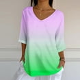 thumbnail image 2 of WRKEKC 3/4 Sleeve Tops for Women V Neck Print Casual Loose Fit Pullover T Shirt or Blouse for Versatile Wear, 2 of 5