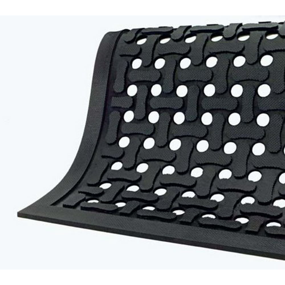 Comfort Flow Black Rubber Commercial Kitchen Drainage Mat, AntiFatigue, Slip and Grease/Oil