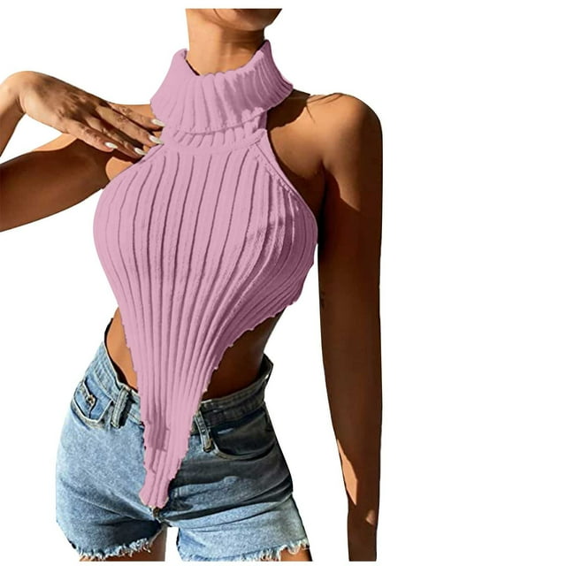 Birdeem Femmes Décontracté Uni Sans Manches à Col Licou Débardeur Chandail Blouse Gilet Hauts