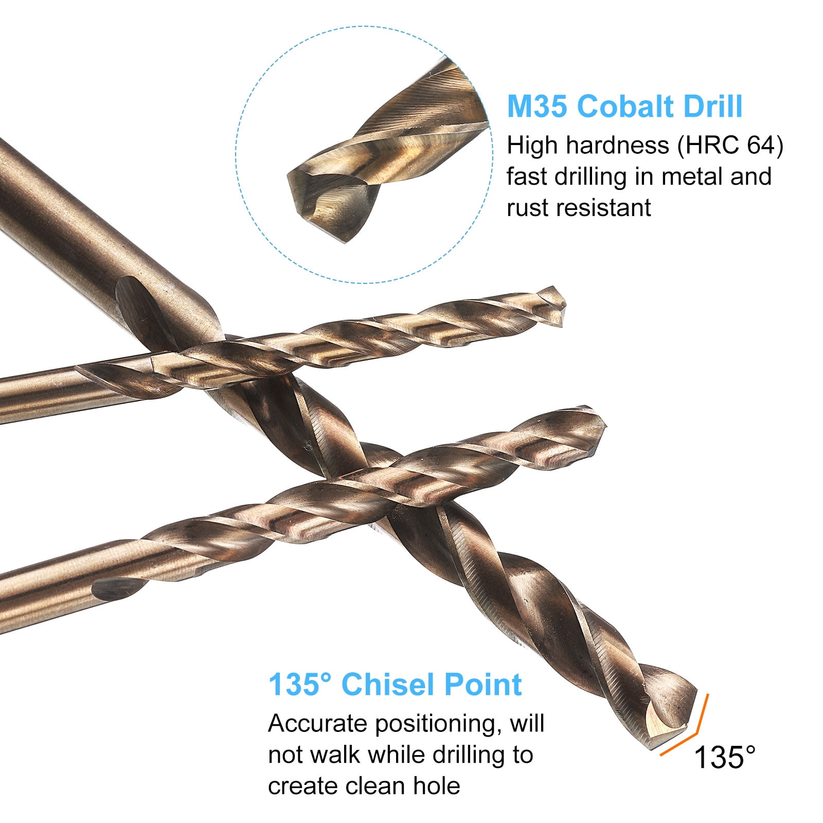 15pcs M35 Cobalt Drill Bit Set 5.1mm Cobalt High-Speed Steel