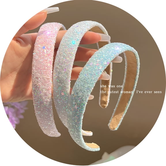 VANIDO Glitter Sequins Girls Headbands Sparkly Hard Headbands For Girls Non Slip Bling Headbands For Toddler Girls Cute Hair Accessories For Women And Girls