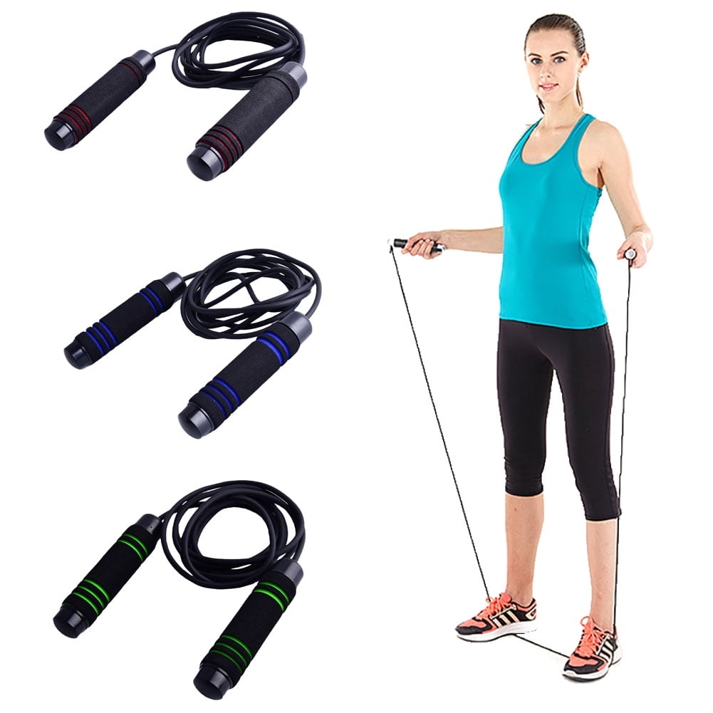 And Exercise BULLET - Adjustable Jumping Rope With Ball Bearings And Nylon Bag For Adult Men And Women Fitness Training Tangle-Free Speed Jump Rope Blue Great Gym Workout Equipment For Home 
