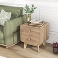 thumbnail image 4 of Costway 1 PCS Modern Style 2-Drawer Nightstand Bedside Table with Solid Rubber Wood Legs Brown, 4 of 9