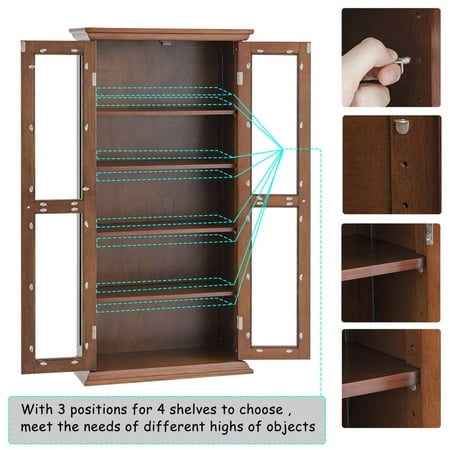 44 5 Wood Media Storage Cabinet Cd Dvd Shelves Tower Glass Doors
