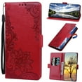 thumbnail image 1 of Nalacover Wallet For iPhone X/iPhone XS 5.8 inch Case,Stylish Full Protection Embossed Lotus Pattern PU Leather Flip Kickstand Card Slots Shockproof Magnetic Cover with Wrist Strap.Red, 1 of 6