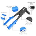 thumbnail image 4 of Rivet Gun Kit Heavy Duty Single Hand Manual Riveter with 40 PCS Rivets 4 Interchangeable Heads 3/32 Inch 1/8 Inch 5/32 Inch 3/16 Inch for Metal Automotive Railway Blue, 4 of 7