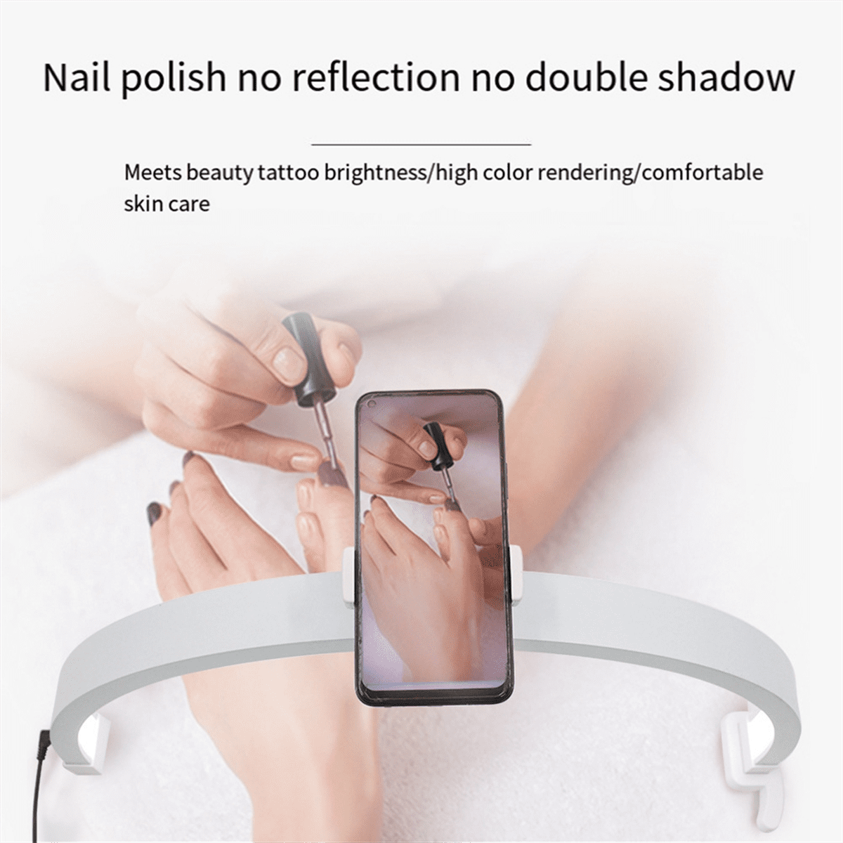22Inch Half Moon Nail Desk Lamp 20W Touch Control Black US Plug