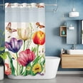 thumbnail image 6 of Spring Daisy Tulips No Hooks Shower Curtain with Snap-in Liner Butterfly Flower Shower Curtains for Bathroom, Waterproof, Easy Install, Washable 36"x72", 6 of 9