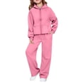 thumbnail image 5 of Angala 2 Piece Outfits For Girls Hooded Long Sleeve Sweatshirt With Wide Leg Pants Set Girls Autumn Daily Wear Clothes, 5 of 7