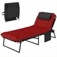thumbnail image 1 of Outsunny Fauteuil de Jardin Pliant avec Coussin, Inclinable, Rouge Bordeaux, 1 of 10