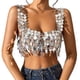 thumbnail image 2 of Top corto de lentejuelas, bralette brillante, tirantes finos, cadena ajustable brillante, moderno Forma de gota, 2 of 9