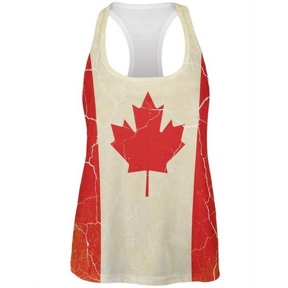 Canadian Flag Grunge Distressed All Over Womens Work Out Tank Top