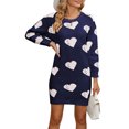 thumbnail image 2 of Valentines Day Sweater Dresses for Women Wrap Hip Slim Fit Cute Heart Sweaters Crew Neck Mid-Length Dress Shermie, 2 of 6