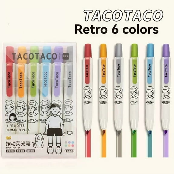 Retractable Highlighters, 6 Pack, Pastel Colors, Chisel Tip, No Smear Click Highlighter, Bible Journaling, Mild Markers, Pens