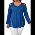 thumbnail image 2 of Blusas de Verano para Mujer con Hombros Descubiertos, Camisetas de Larga, Blusas con Diseño de Tiras Cruzadas y Aberturas Azul 4XL, 2 of 7