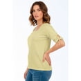 thumbnail image 3 of Jessica London Women's Plus Size Stretch Cotton Tie Sleeve Square Neck Tee, 3 of 4