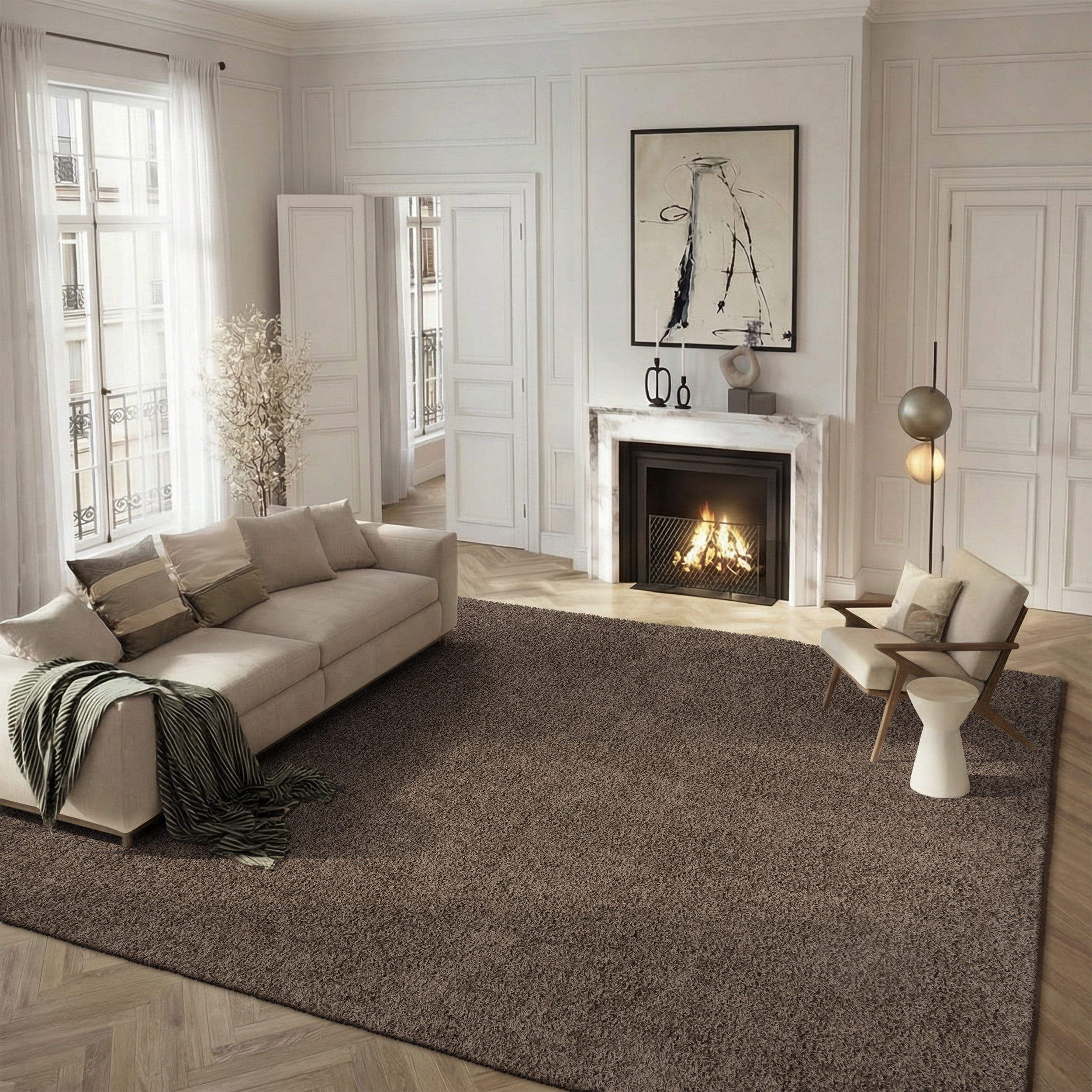 Safavieh Athens Talia Solid Shag Area Rug, Taupe, 9' x 12'