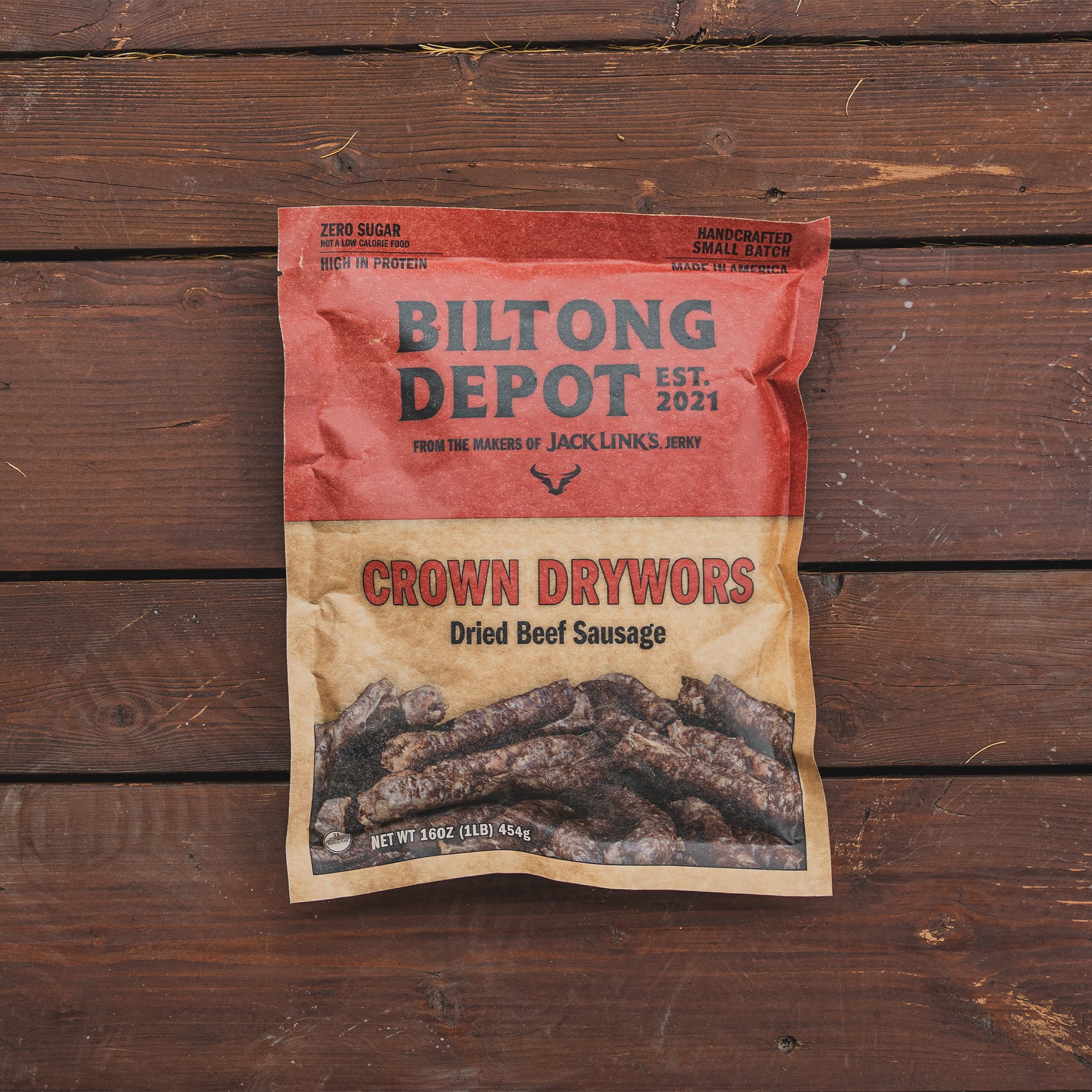 Biltong Depot Crown Drywors (16oz): High Protein Snack, No Sugar, Dried Beef Sausage Sticks