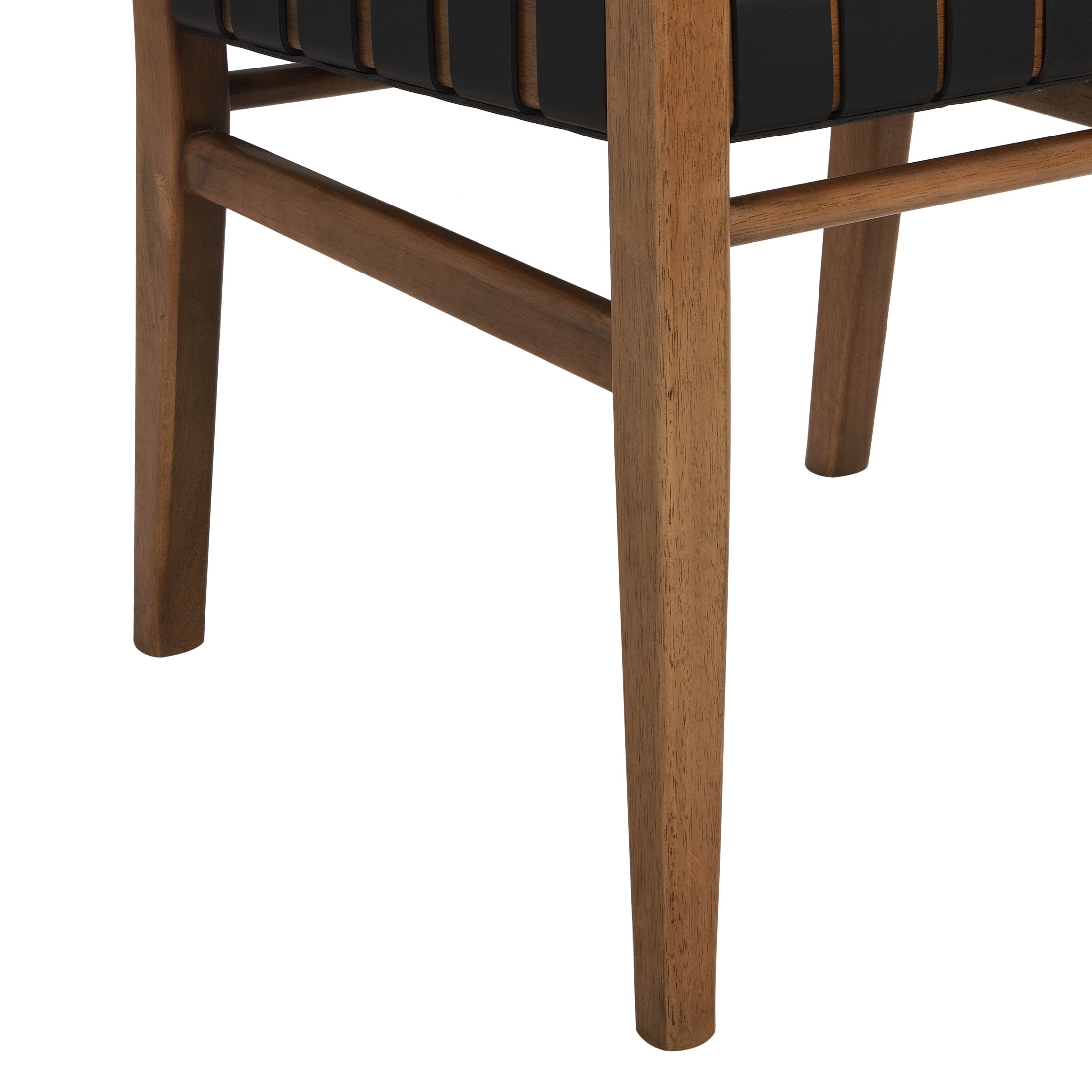 Modern Dining Chairs with Rubberwood Frame and PU Leather Upholstery, Walnut+Black, Set of 2