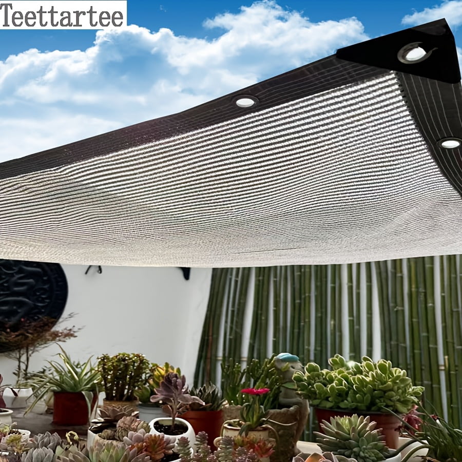 Teettartee Outdoor Reflective Shade Cloth, Silver, 118.1”x 236.2”(3 x 6 m), Aluminum Reflective Sun Shade Cover, Deflect Heat For Cars,Tents,Dog And Hen House, Garden, Patios, Porches, Swimming Pools