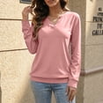 thumbnail image 6 of AGWOLF V Neck Sweatshirt for Women Comfort Long Sleeve Pullover Fall Outfits Casual Women Tops Pink M, 6 of 9
