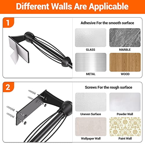 Under Cabinet Paper Towel Holder, Single-Hand Operated Wall Mount with Damping Effect, Self-Adhesive or Drill Installation for Kitchen and Bathroom, Black