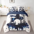 thumbnail image 2 of Homewish Cartoon Drum Twin Bedding Sets 7-Piece for Kids, Watercolor Splatter Art Bedding Comforter Set, Music Theme Reversible Sheet Sets, Lightweight Room Decor, 2 of 7
