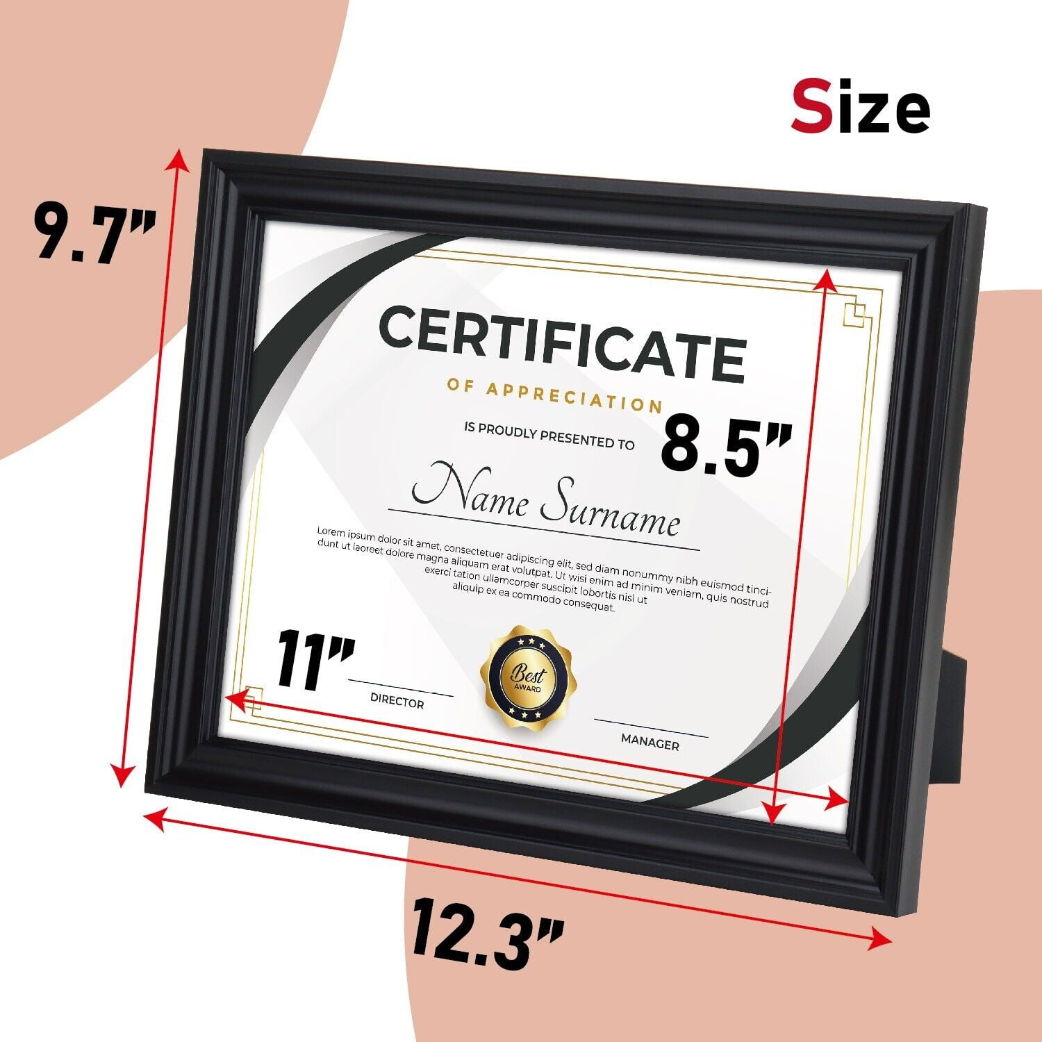 1-Opening 8.5 x 11 Picture Frames, Black, 4 Count