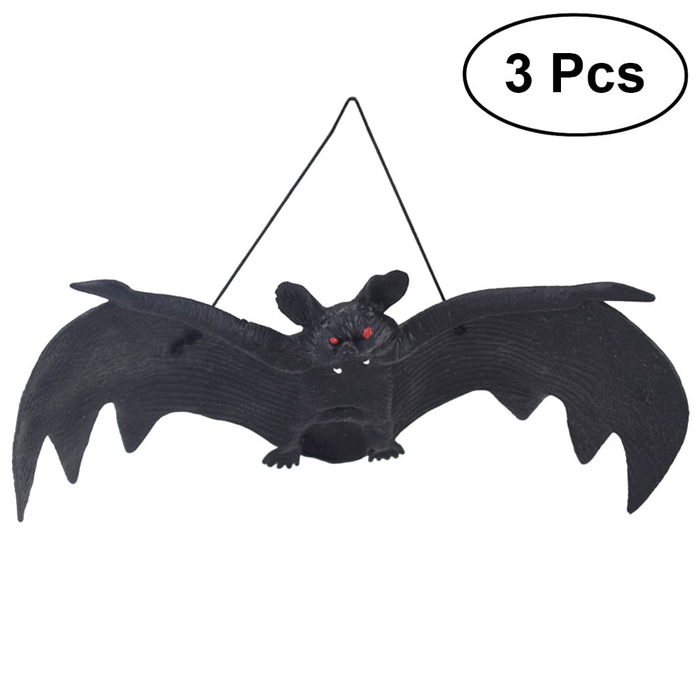 Hanging Bats 3 PCS Halloween Simulation Hanging Bats Realistic Looking Spooky Rubber Hanging