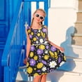 thumbnail image 4 of Girls Dress Flowers Purple Yellow White Sleeveless Dress for Girls Hem A-Line Casual Sundress, 4 of 7