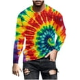 thumbnail image 2 of Donemore Men's Fashion Long Sleeve Round Neck Tie-Dye Print Casual Breathable Shirt Trendy Street Style Versatile Design Comfortable Daily Wear Tops, 2 of 5
