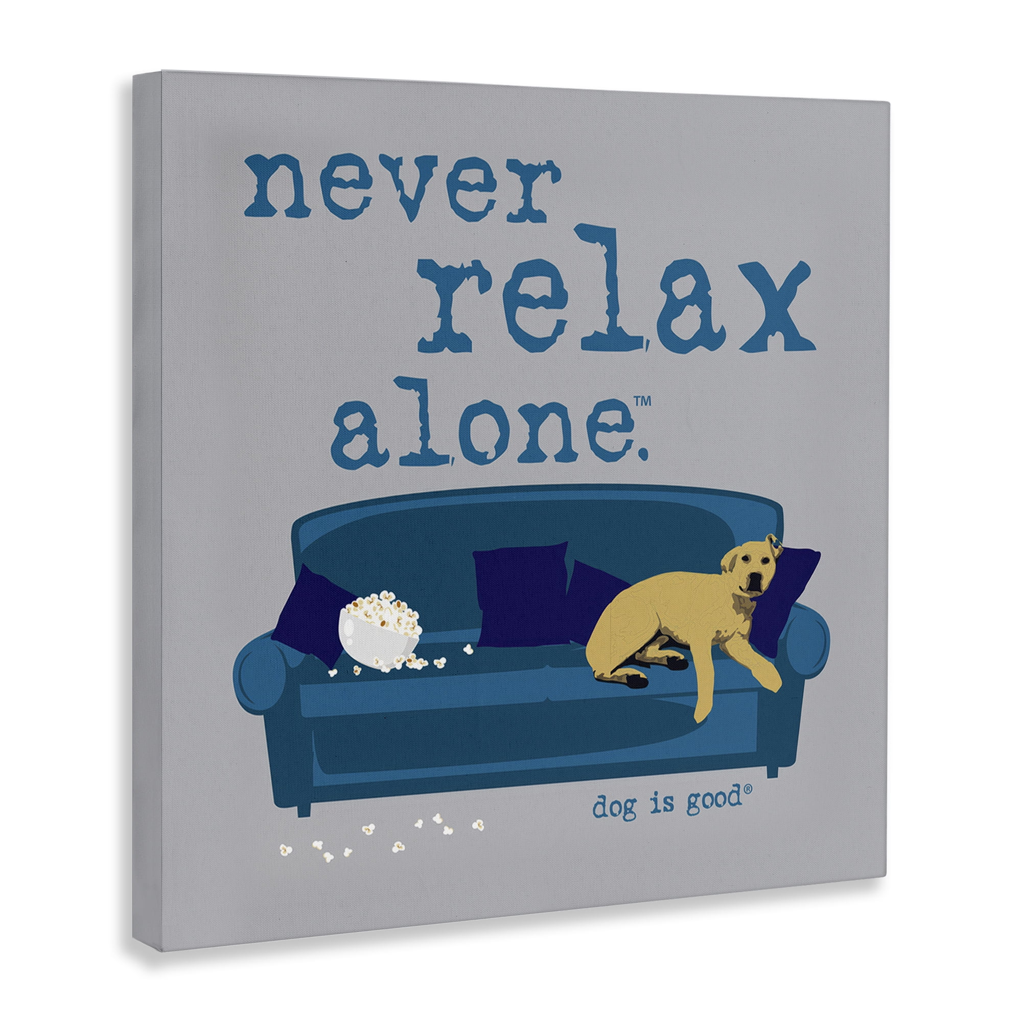 Stupell Industries Never Relax Alone Dog Animals Painting Wrapped Canvas Art Print Wall Art, 36 x 36