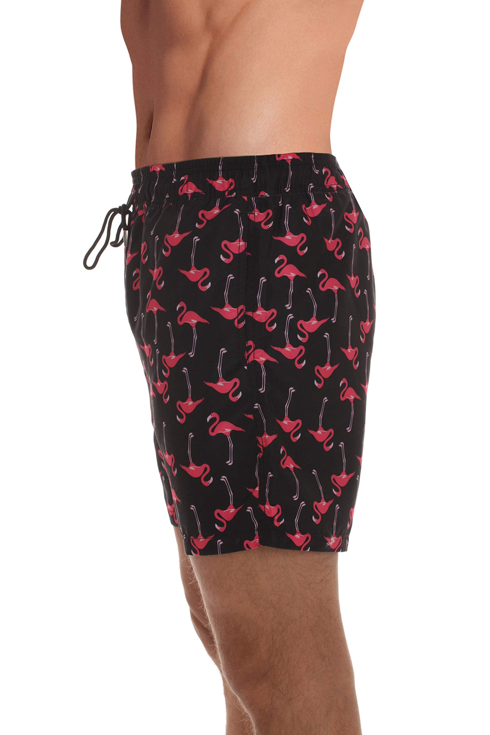 Whiskey and Oak Men's Bathing Suit Swim Trunks 94952-10399-XS (Black - Flamingo, Medium)