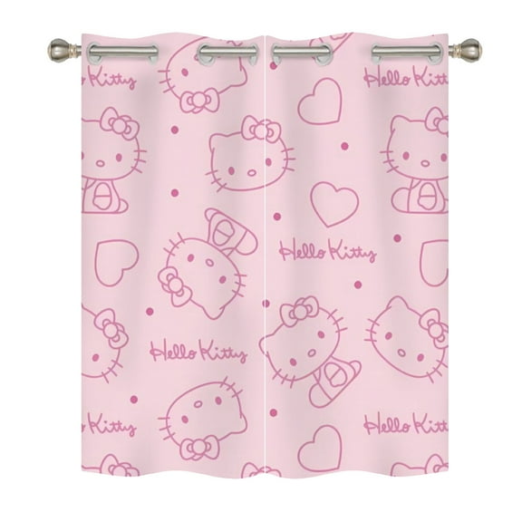 Hello kitty Blackout Curtains for Boys Girls Home Decor, Cartoon Fun Insulation Curtains, Bedroom Living Room Blackout Curtains 140x160cm