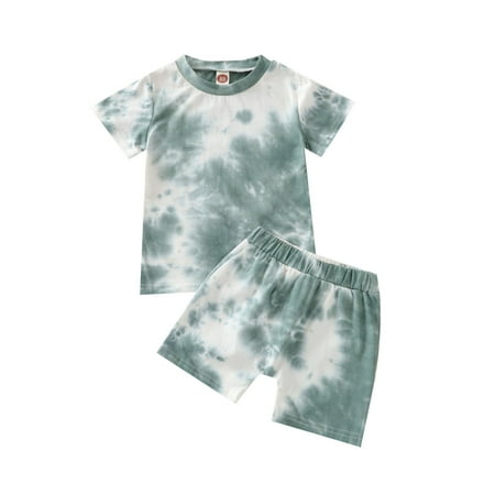 

Fesfesfes Toddler Kids Baby Boys Girls Summer Tie-dye Short-sleeved Shorts Clothes Set