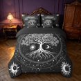 thumbnail image 3 of Homewish Hippie Tree of Life Twin Bedding, Cosmos Stars Moon Sun Bedding Comforter Set, White Black, Black Reversible 7pcs, 3 of 7