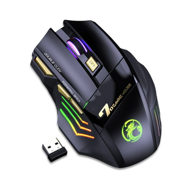 Wireless Ergonomic Rechargeable Optical Mouse with USB Receiver RGB ...