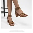 thumbnail image 5 of Women's Solid Color Printed Open Toe Braided Ankle Strap Chunky Heel Sandals for Women, 5 of 7